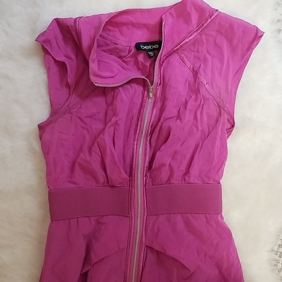 Bebe silk zip cocktail dress sz sx - Picture 8 of 9